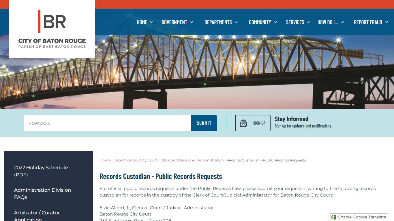 Records Custodian - Public Records Requests | Baton Rouge, LA